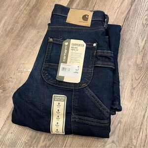 NEW Carhartt Carpenter Lined Denim Mid Rise Loose Leg Women’s 0 Regular Workwear